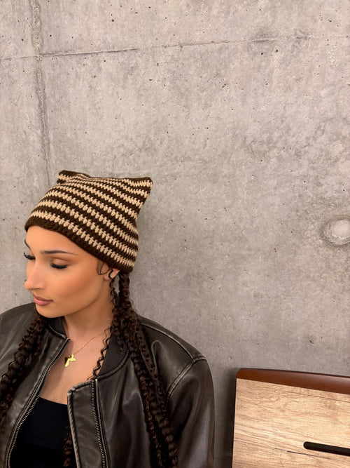 Cat Ears Beanie – Brown Beige